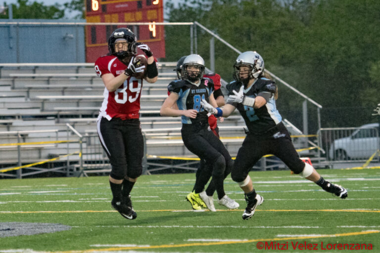 Christina Riggieri makes an interception against the NY Sharks