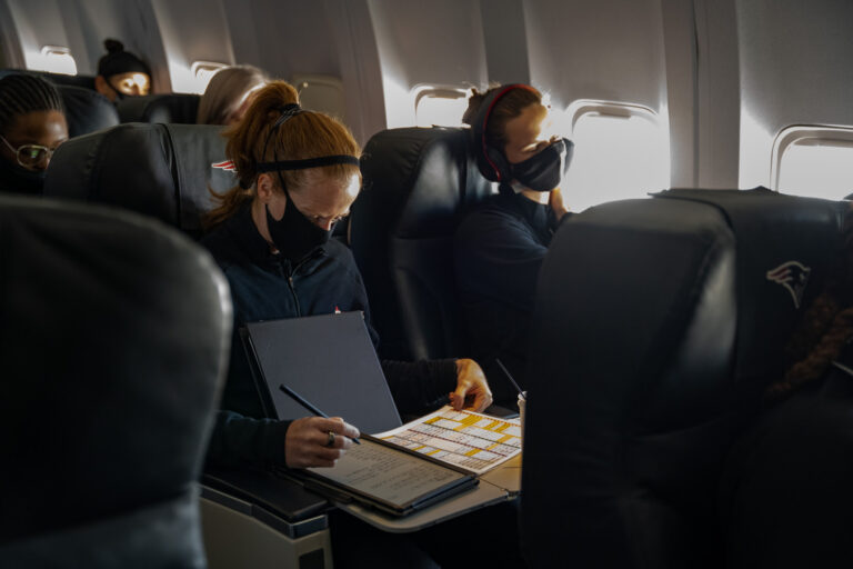 Allison Cahill on the plane trip to Canton Ohio for championship weekend